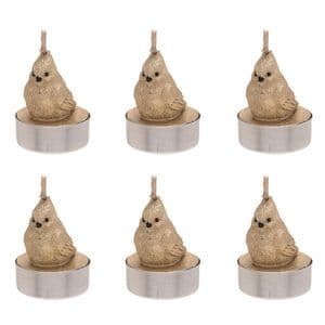 Christmas Candle Tea Lights Set Of 6 Gold bird shaped candles
