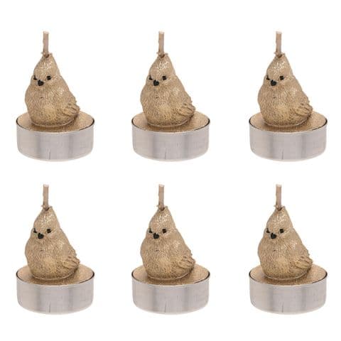 Christmas Candle Tea Lights Set Of 6 Gold bird shaped candles