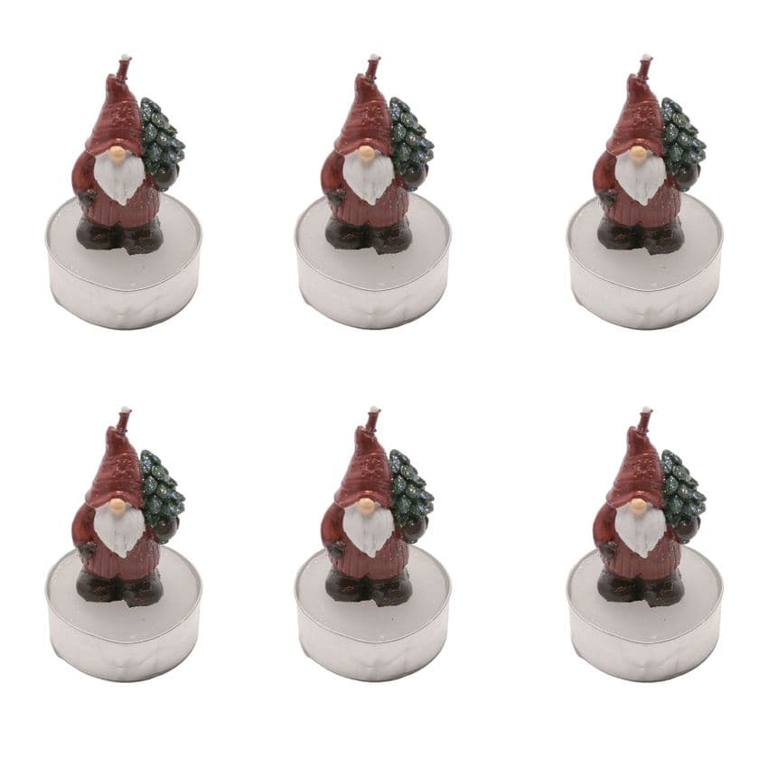 Christmas Candle Tea Lights Set Of 6 Nordic Santa - Santa shaped candles gift