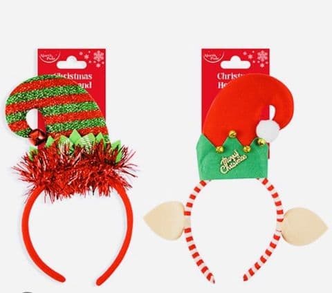 Christmas Head Bobber Headbands – Elf Hat or Glitter Hat Designs