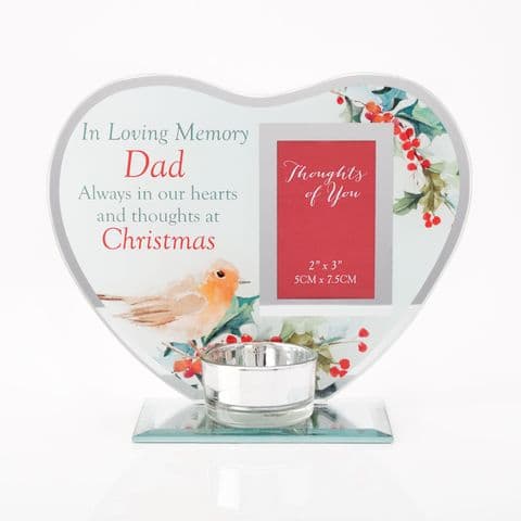 Christmas Memorial Photo Frame candle holder tribute for Dad
