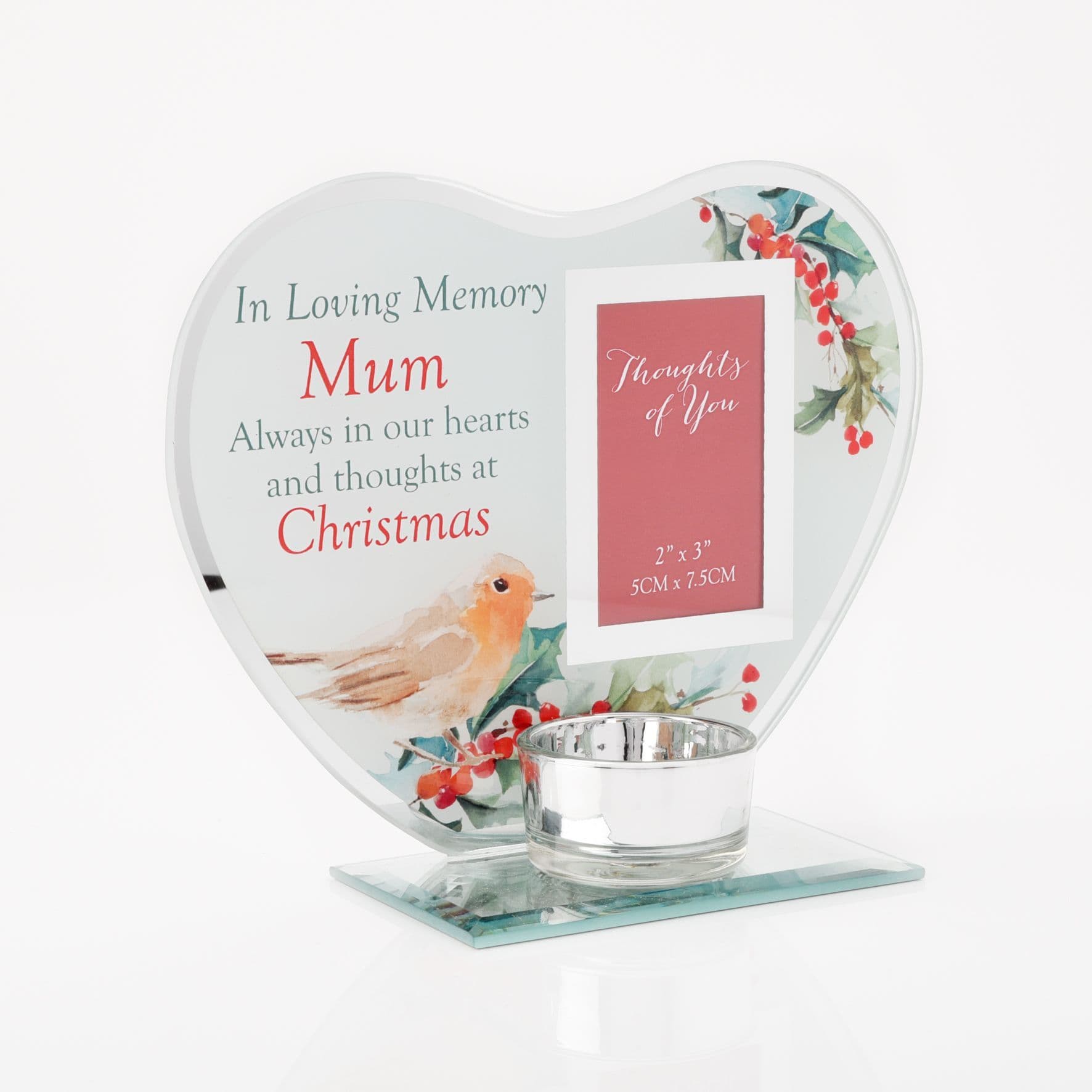 Christmas Memorial Photo Frame candle holder tribute for Mum