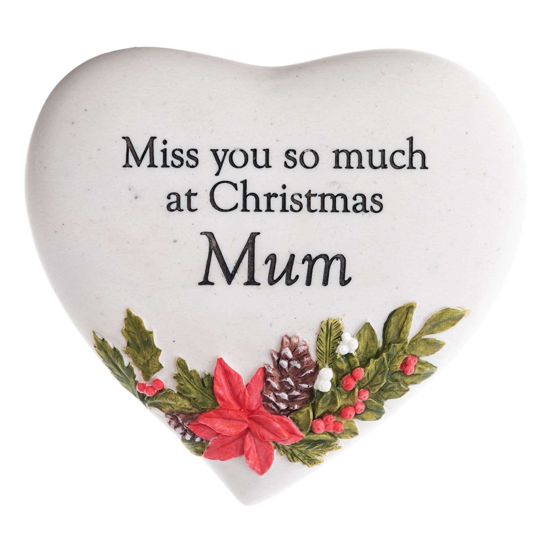 Christmas Memorial Stone Grave Ornament For Mum Heart shaped grave or garden memorial ornament