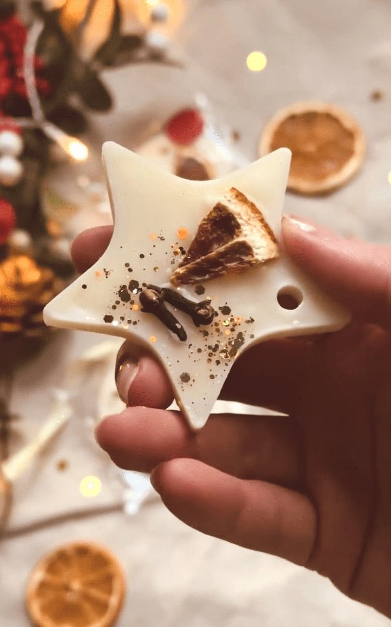 Christmas Scented Hanging Star Wax Melt Decoration Gift - Orange Clove Fragrance Handmade