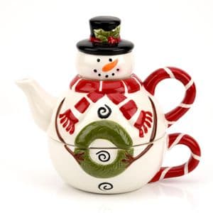 Christmas Snowman Shaped Tea For One Teapot and Cup Gift