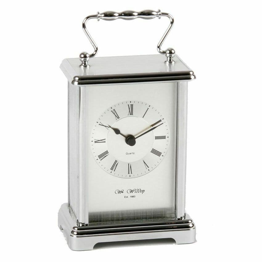 Classic Silver Carriage Clock By Wm Widdop Wedding Anniversary gift