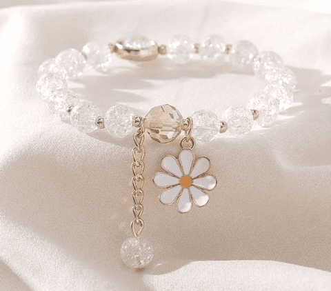 Clear Crystal Daisy Charm Bracelet