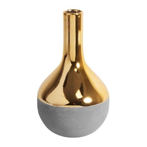 Concrete Grey and Gold Ceramic teardrop Vase Home Ornament