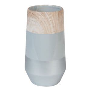 Concrete Grey and Wood Effect Ceramic Vase 22cm Home Ornament