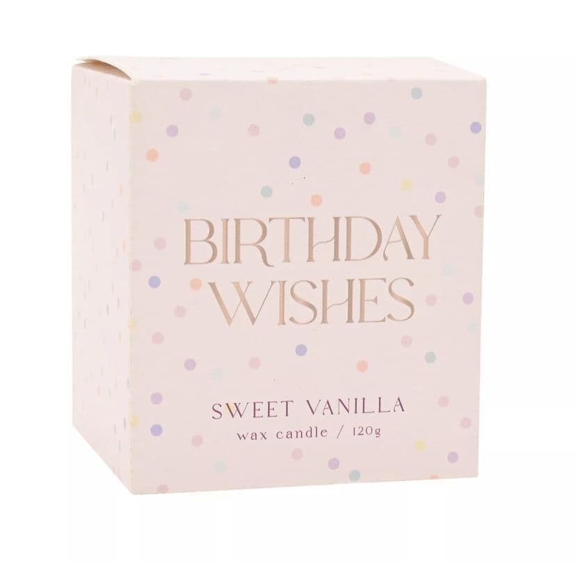 Happy Birthday wishes Scented Candle by Confetti - sweet vanilla Fragrance