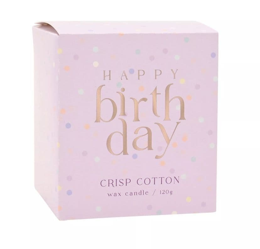 Happy Birthday Scented Candle by Confetti - Crisp Cotton Fragrance