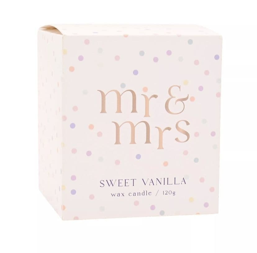 Mr & Mrs Scented Candle by Confetti - wedding gift - sweet vanilla fragrance