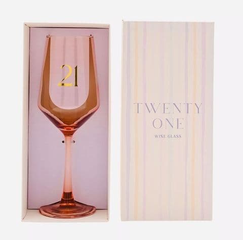 Confetti Peach 21st Birthday Wine Glass