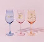 Confetti peach coloured hip hip hurray Wine Glass in matching gift box gift