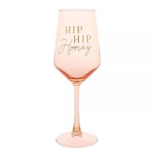 Confetti Peach 'Hip Hip Hurray'   Wine Glass