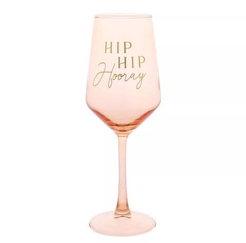 Confetti Peach 'Hip Hip Hurray' Wine Glass