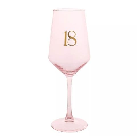 Confetti Pink 18th Birthday Wine Glass