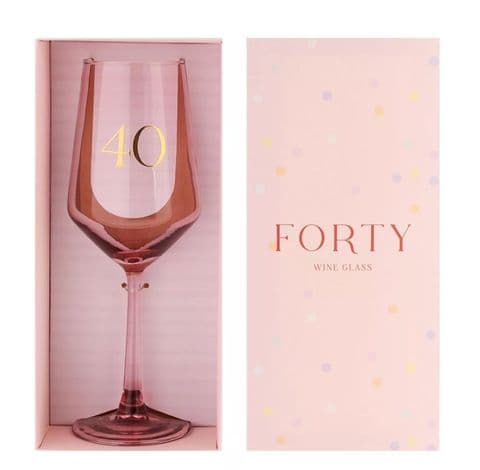 Confetti Pink 40th Birthday Wine Glass