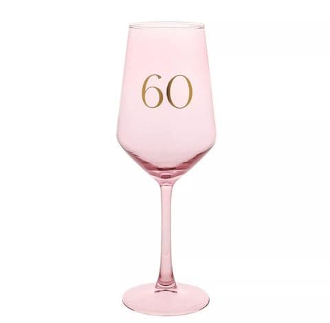 Confetti Pink 60th Birthday Wine Glass