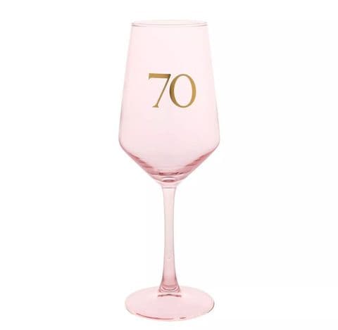 Confetti Pink 70th Birthday Wine Glass
