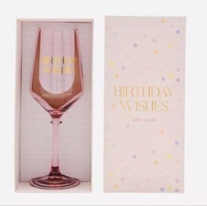 Confetti Pink Birthday Wishes Wine Glass