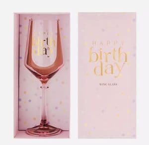 Confetti Pink Happy Birthday Wine Glass