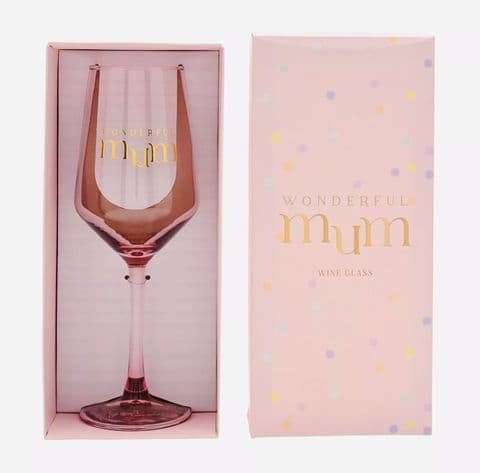 Confetti Pink Wonderful Mum Wine Glass