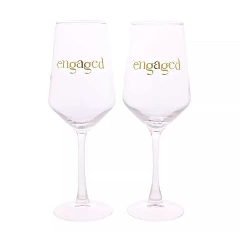 Confetti Set Of 2 'Engaged' Wine Glasses Set