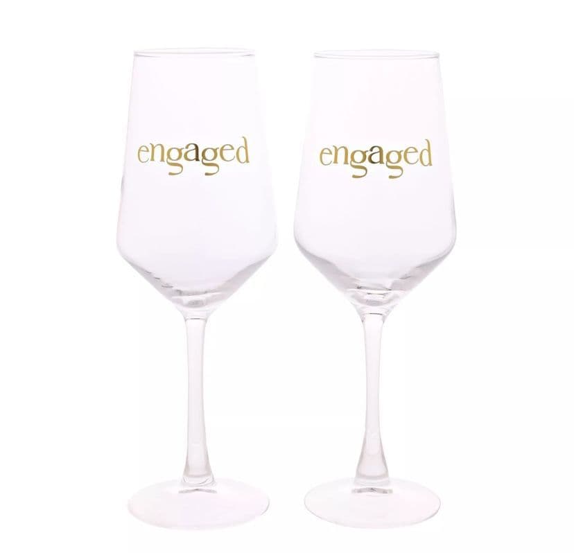 Confetti Set Of 2 'Engaged' Wine Glasses Set - Engagement gift idea