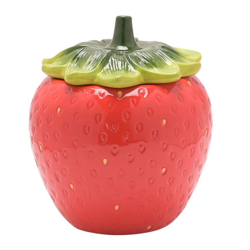 Cottage Garden Strawberry Shaped cookie jar -quirky red strawberry large storage pot