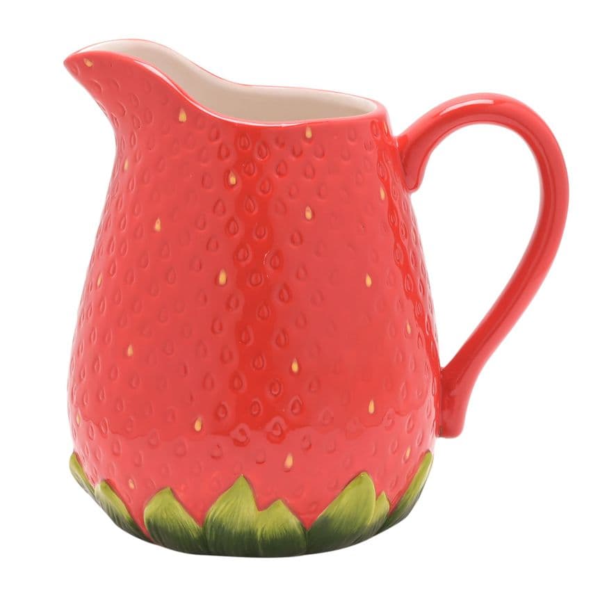 Cottage Garden Strawberry Shaped Jug -quirky red strawberry large pitcher flower jug