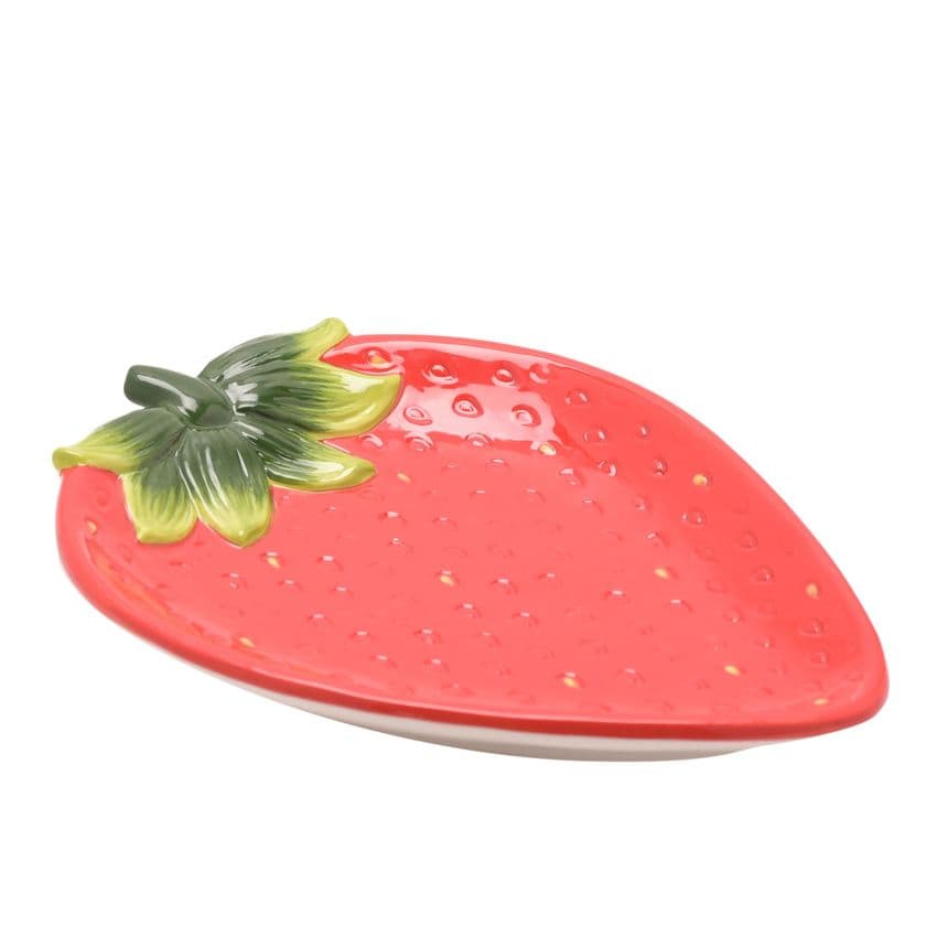 Cottage Garden Strawberry Shaped serving plate -quirky red strawberry plate