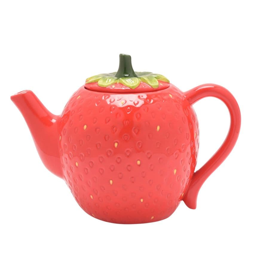 Cottage Garden Strawberry Shaped Teapot -quirky red strawberry teapot