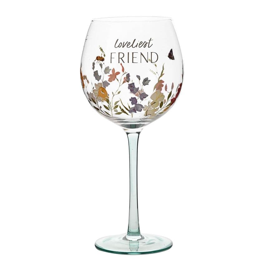 Cottage Garden Wildflower Design Large Gin Glass Gift For Friend's birthday - gin glass gift for friend