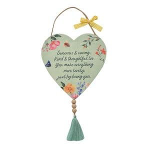 Cottage Garden Wooden Heart Flower Plaque Gift