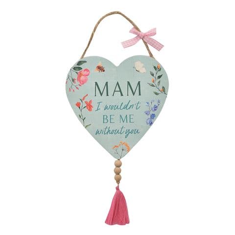 Cottage Garden Wooden Heart Flower Plaque Gift For Mam