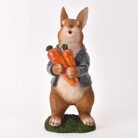Country Cottage Mr Rabbit Garden Ornament dressed in Blue Jacket