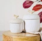 Country Living White Acorn Shape Storage Jar - Small 13 - Autumn kitchen accessory