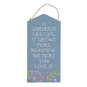 Country Living Hanging Wooden Plaque For The Garden - A Garden Is Like Life