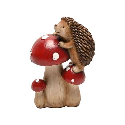 Country Living Hedgehog On Red Mushrooms Toadstool Ornament 20cm