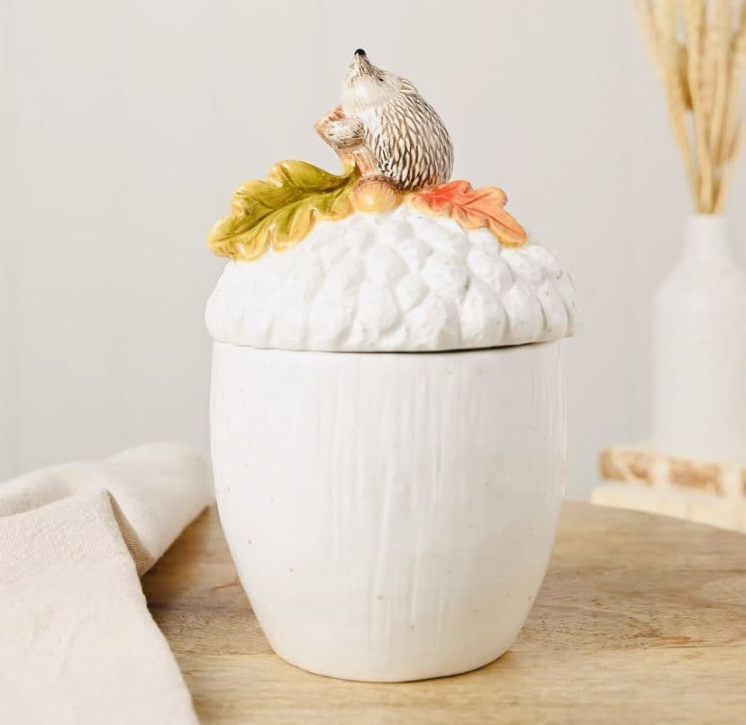 Country Living Hedgehog Storage Jar | Autumn White Ceramic Jar
