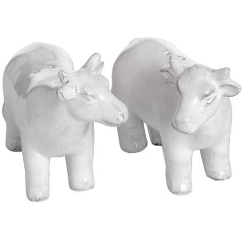 Cow Salt and Pepper Set - White Ceramic Country Farmhouse Cow Salt and Pepper Pots