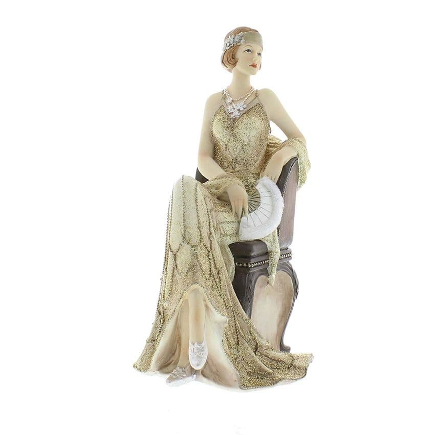 Cream and Gold Lady Figurine art deco Broadway Belles Juliana ornament Gaynor 58433