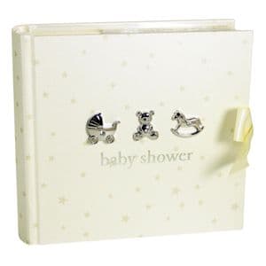 Cream and Silver Baby Shower Photo Album - Suitable for baby boy or baby girl