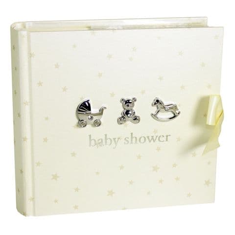 Cream and Silver Baby Shower Photo Album - Suitable for baby boy or baby girl