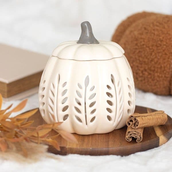 Cream Leaf Cut Out Pumpkin Wax Melt Oil Burner