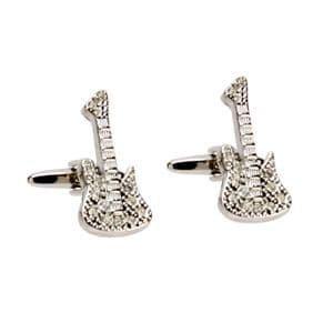 Crystal Guitar Cufflinks - Rhodim Plated Giftboxed Luxury Guitar Cufflinks Gift For Men