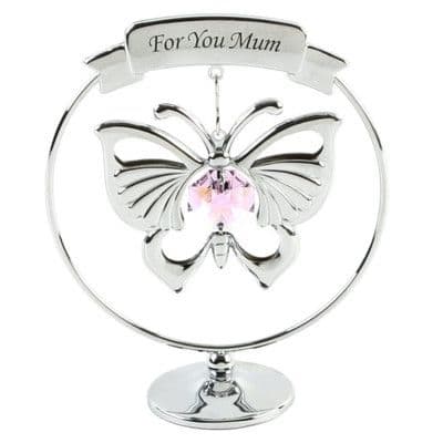 CRYSTOCRAFT BUTTERFLY 'FOR YOU MUM' - MOTHERS DAY OR CAKE TOPPER KEEPSAKE