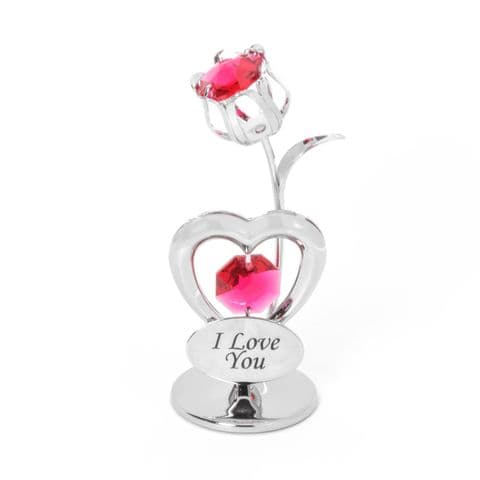 Crystocraft Red Crystal and Silver Everlasting Tulip - I Love You