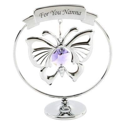 CRYSTOCRAFT SWAROVSKI BUTTERFLY FOR NANNA - MOTHERS DAY OR CAKE TOPPER KEEPSAKE